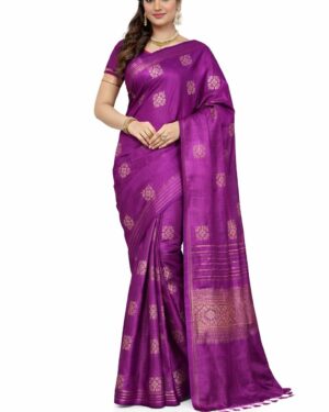 SERONA Kosha Silk Saree, Purple, Traditional Indian Ethnic Wear with Woven Design (PURPLE)