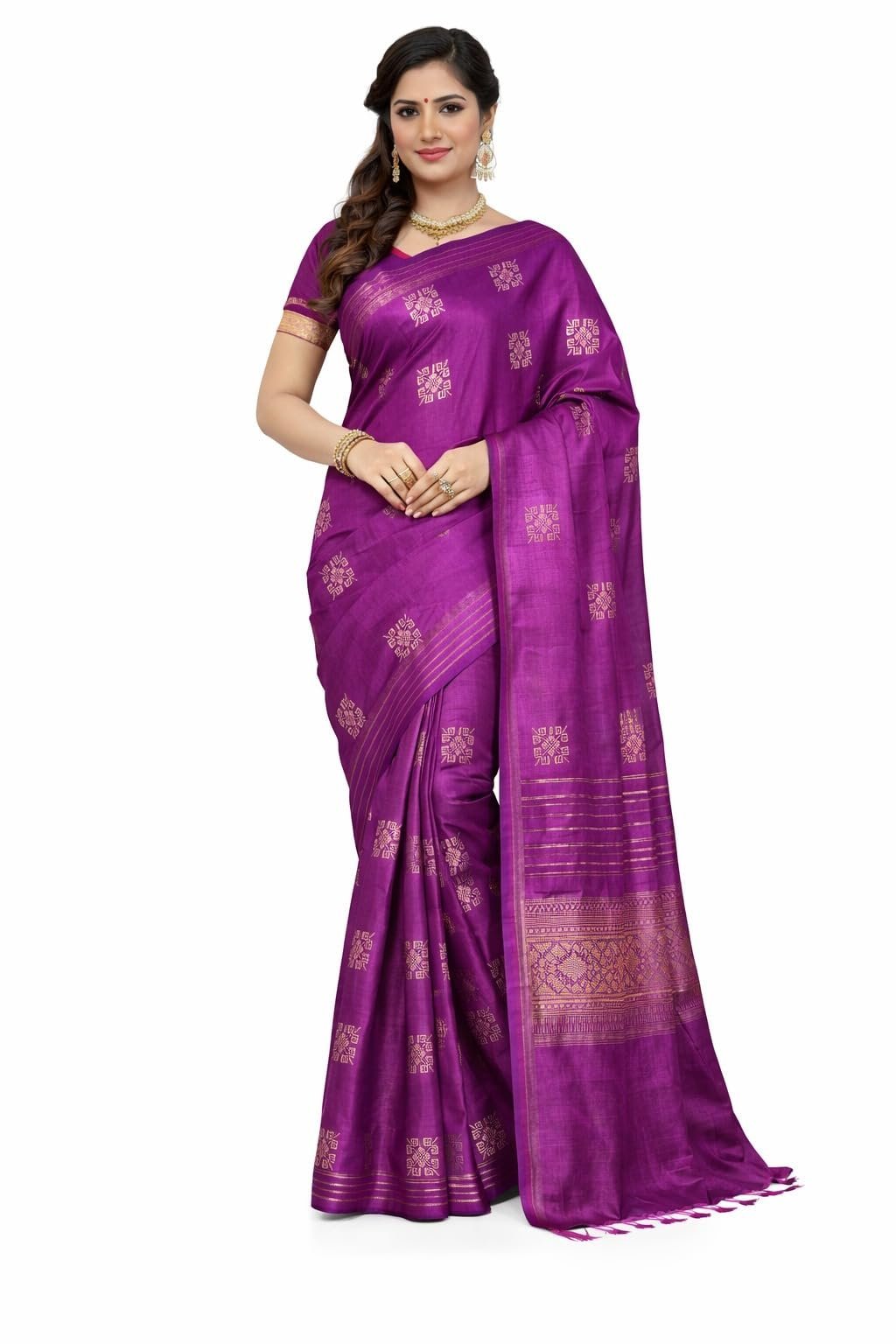 SERONA Kosha Silk Saree, Purple, Traditional Indian Ethnic Wear with Woven Design (PURPLE)
