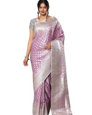 Banarasi Katan Golden Zari Weaving Silk Saree(Liliac)