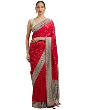 Women's Art Silk Stone Work|Weave Saree with Blouse Piece(Pink)