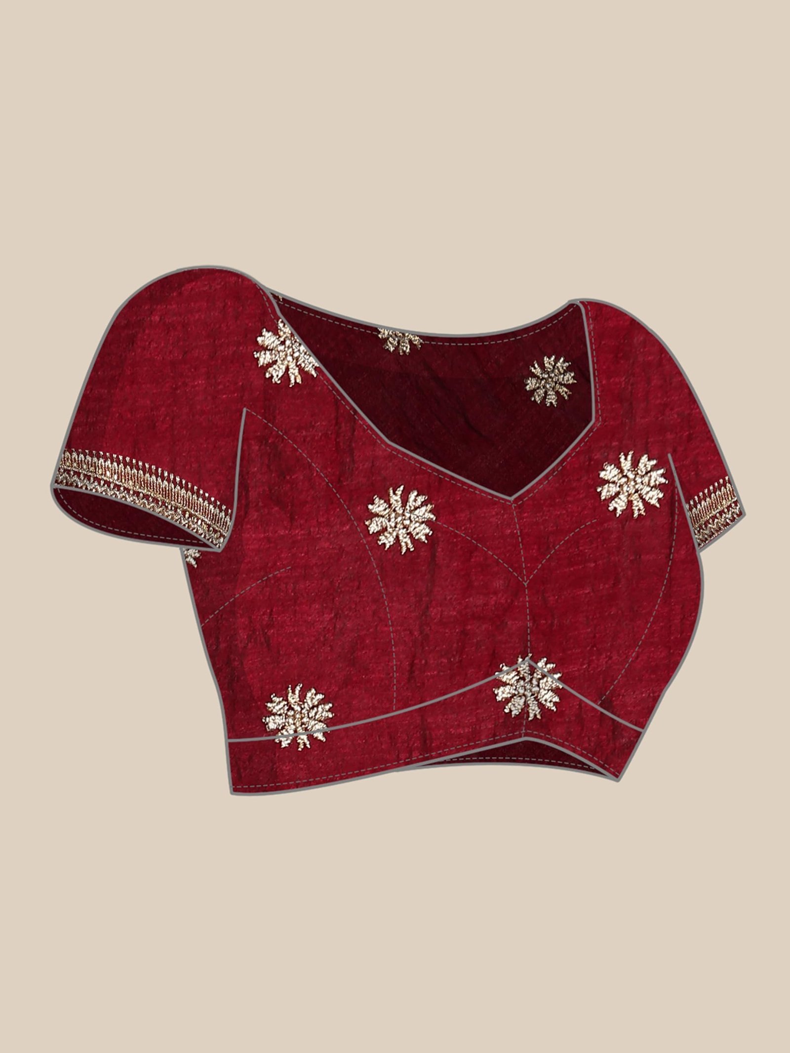 Women's Wine Chiffon Embroidered|Zari Saree - Image 4