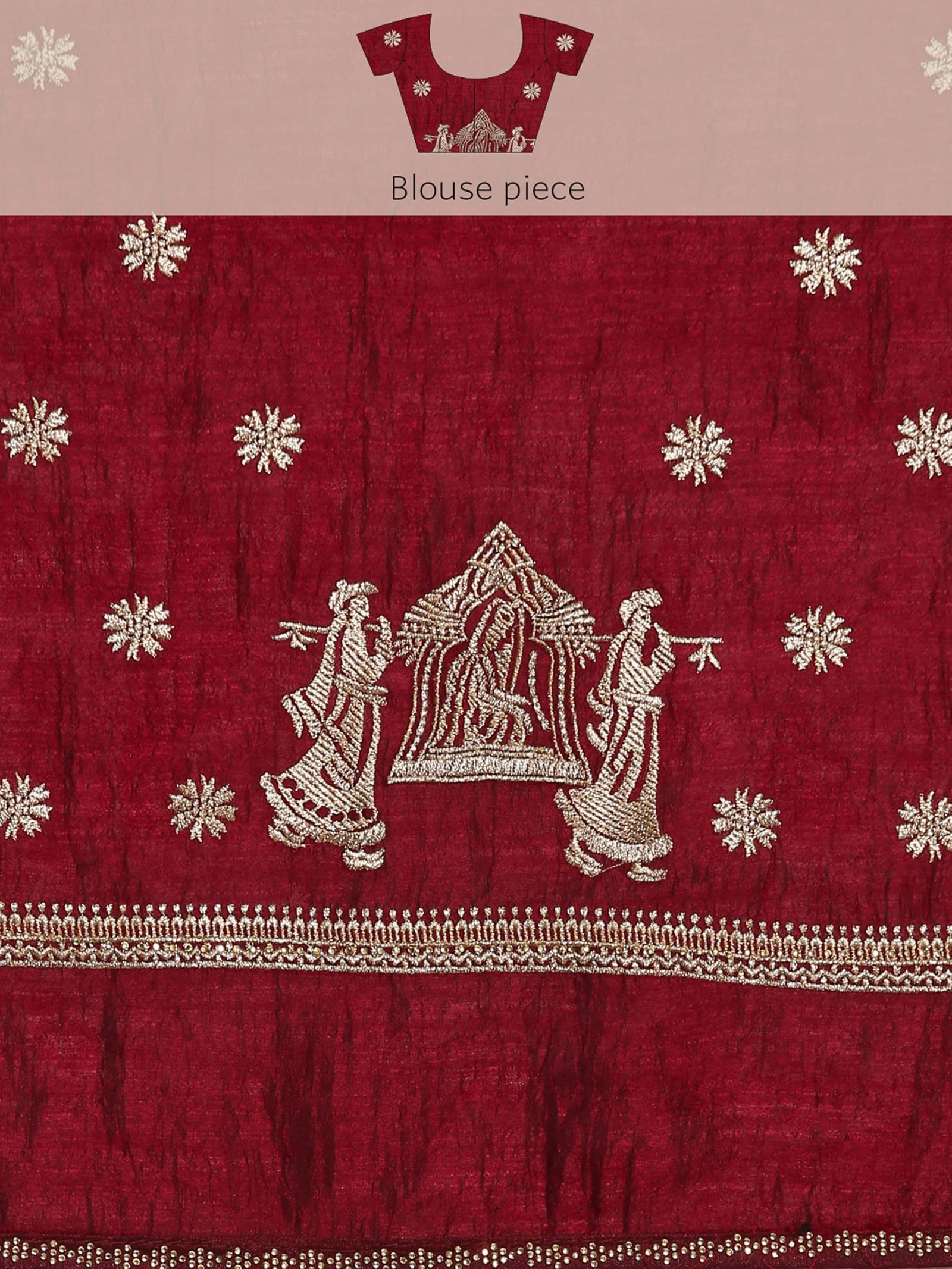 Women's Wine Chiffon Embroidered|Zari Saree - Image 3